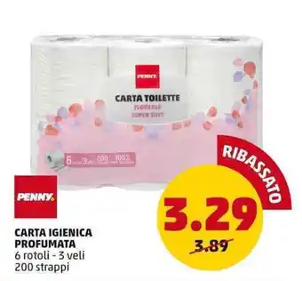 PENNY PENNY CARTA IGIENICA PROFUMATA 6 rotoli - 3 veli 200 strappi offerta