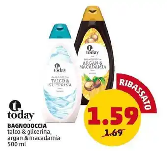 PENNY today BAGNODOCCIA talco & glicerina, argan & macadamia 500 ml offerta