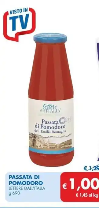 MD Discount PASSATA DI POMODORO LETTERE DALL'ITALIA g 690 offerta