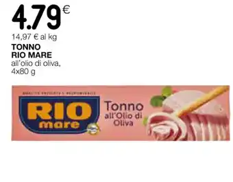 Coop TONNO RIO MARE all'olio di oliva, 4x80 g offerta