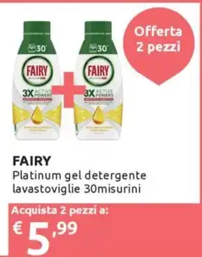 PiùMe FAIRY Platinum gel detergente lavastoviglie 30misurini offerta