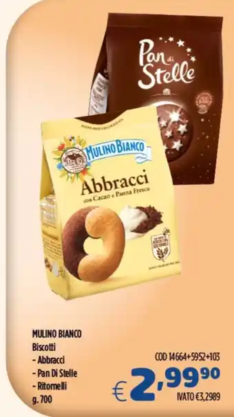 Del Prete Distribuzioni MULINO BIANCO Biscotti - Abbracci - Pan Di Stelle - Ritornelli offerta