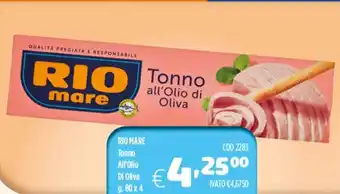 Del Prete Distribuzioni RIO MARE Tonno Di Oliva g.80 x 4 offerta