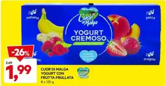 DPiù CUOR DI MALGA YOGURT CON FRUTTA FRULLATA offerta
