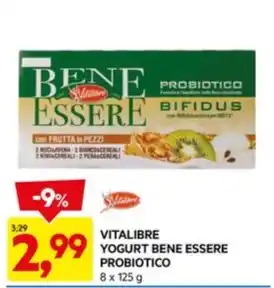 DPiù VITALIBRE YOGURT BENE ESSERE PROBIOTICO 8 x 125 g offerta