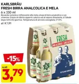 DPiù KARLSBRÄU FRESH BIRRA ANALCOLICA E MELA offerta