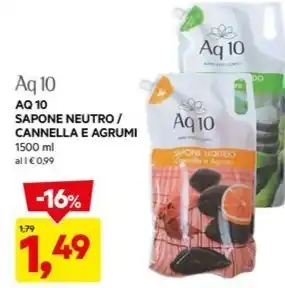 DPiù AQ 10 SAPONE NEUTRO / CANNELLA E AGRUMI offerta