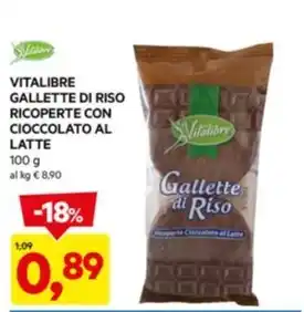 DPiù VITALIBRE GALLETTE DI RISO RICOPERTE CON CIOCCOLATO AL LATTE offerta