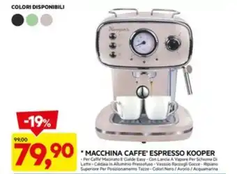 DPiù MACCHINA CAFFE' ESPRESSO KOOPER offerta