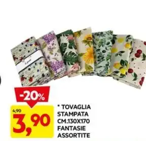 DPiù TOVAGLIA STAMPATA CM.130X170 FANTASIE ASSORTITE offerta