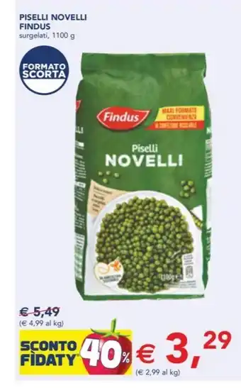 Esselunga PISELLI NOVELLI FINDUS surgelati, 1100 g offerta