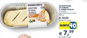 Esselunga POLPETTONE DI TONNO A PINNE GIALLE in crosta, con scamorza e olive, 450 g offerta