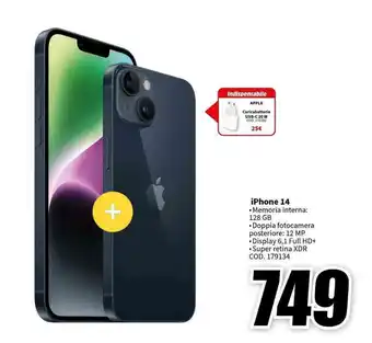 MediaWorld iPhone 14 offerta