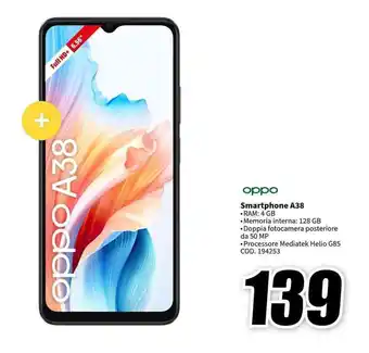MediaWorld oppo Smartphone A38 offerta