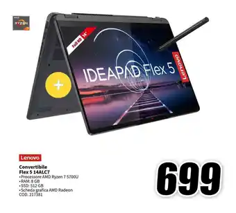 MediaWorld Lenovo Convertibile Flex 5 14ALC7 offerta
