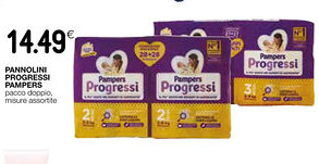Coop PANNOLINI PROGRESSI PAMPERS pacco doppio, misure assortite offerta