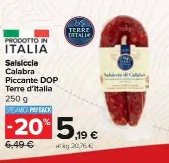 Carrefour Express Salsiccia Calabra Piccante DOP Terre d'Italia offerta