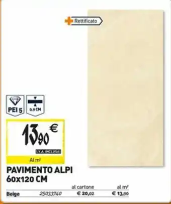 Tecnomat PAVIMENTO ALPI 60x120 CM offerta