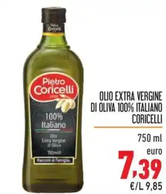 Maxi Supermercati OLIO EXTRA VERGINE DI OLIVA 100% ITALIANO CORICELLI 750 ml offerta