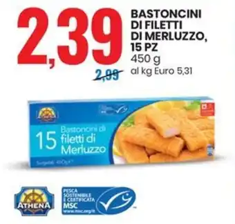 Eurospin BASTONCINI DI FILETTI DI MERLUZZO, 15 PZ 450 g offerta