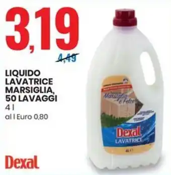 Eurospin Dexal LIQUIDO LAVATRICE MARSIGLIA, 50 LAVAGGI 4 l offerta