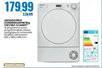 Eurospin ASCIUGATRICE CONDENSAZIONE 8kg CSE C8LF-S CANDY offerta