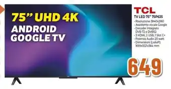 Ipercoop TCL TV LED 75" 75P635 offerta