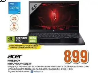 Ipercoop acer NOTEBOOK NITROV15ANV1551578P offerta