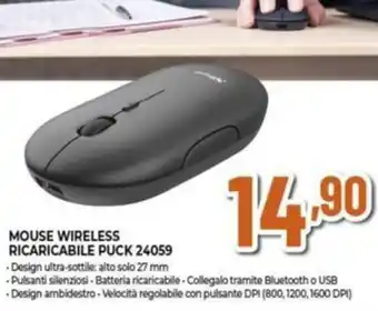 Ipercoop MOUSE WIRELESS RICARICABILE PUCK 24059 offerta