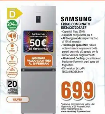 Ipercoop SAMSUNG FRIGO COMBINATO RB34C672DSAEF offerta