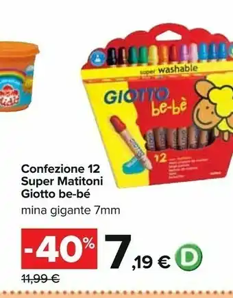 Carrefour Giotto Confezione 12 Super Matitoni offerta