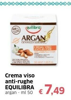 Famila Equilibra Crema Viso Anti-rughe Argan 50 Ml offerta