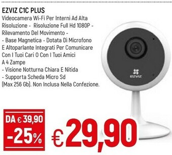Famila Ezviz C1C 720p Telecamera Wi-Fi Smart Per Interno Con Base Magnetica offerta