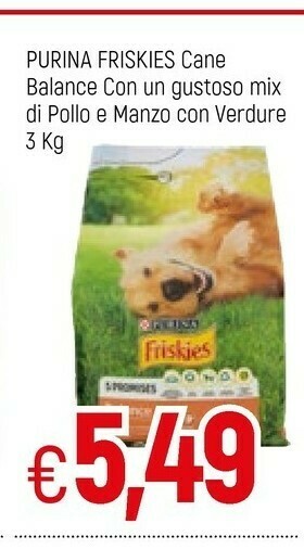 Famila Purina Friskies Cane Balance Con Un Gustoso Mix Di Pollo E Manzo Con Verdure offerta
