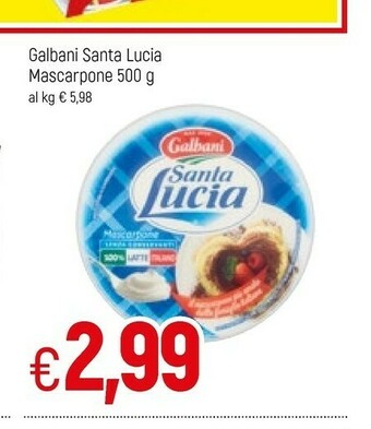 Famila Galbani Mascarpone Santa Lucia 500 G(ml) offerta