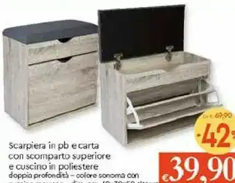 Galassia Scarpiera In Pb Ecarta Con Scomparto Superiore E Cuscino In Poliestere offerta