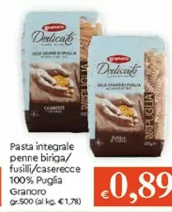 Galassia Granoro Pasta Integrale Penne Biriga/ Fusilli/caserecce 100% Puglia offerta