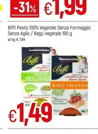 Famila Superstore Biffi Pesto 100% Vegetale Senza Formaggio Senza Aglio/ Ragu Vegetale 190 G offerta