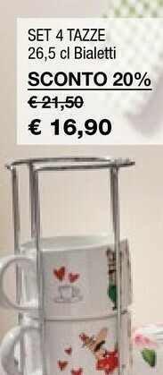 Iper La Grande Bialetti Set 4 Tazze offerta