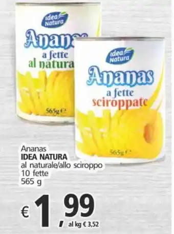 Alter Discount Ananas IDEA NATURA al naturale/allo sciroppo 10 fette 565 g offerta