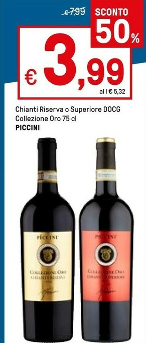 Iper La Grande Piccini Chianti Riserva O Superiore Docg Collezione Oro offerta