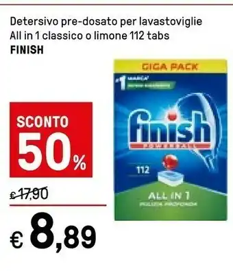 Iper La Grande Finish Detersivo Pre-dosato Per Lavastoviglie All In 1 Classico O Limone 112 Tabs offerta