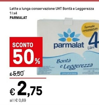 Iper La Grande Parmalat Latte A Lunga Conservazione Uht Bontà E Leggerezza offerta