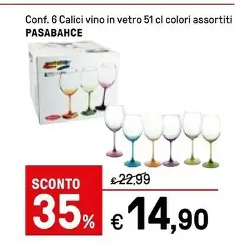 Iper La Grande Pasabahce Conf 6 Calici Vino In Vetro offerta