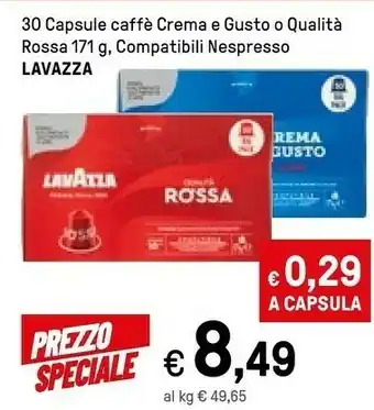 Iper La Grande Lavazza 30 Capsule Caffè Crema E Gusto offerta