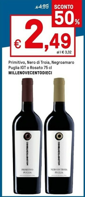 Millenovecentodieci Primitivo/nero Di Troia/negroamaro Puglia Igt O Rosato