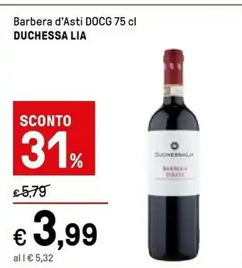 Iper La Grande Duchessa lia DuchessaLia - Barbera D'Asti 750 G(ml) offerta