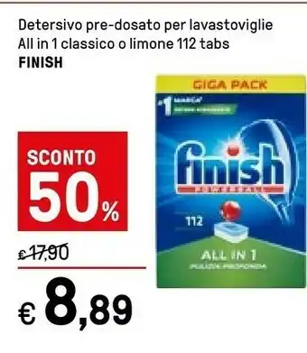 Iper La Grande Finish Detersivo Pre-dosato Per Lavastoviglie All In 1 Classico offerta
