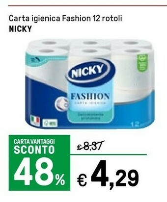 Iper La Grande Nicky Carta Igienica Fashion 12 Rotoli offerta