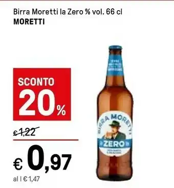 Iper La Grande Moretti Birra La Zero % offerta